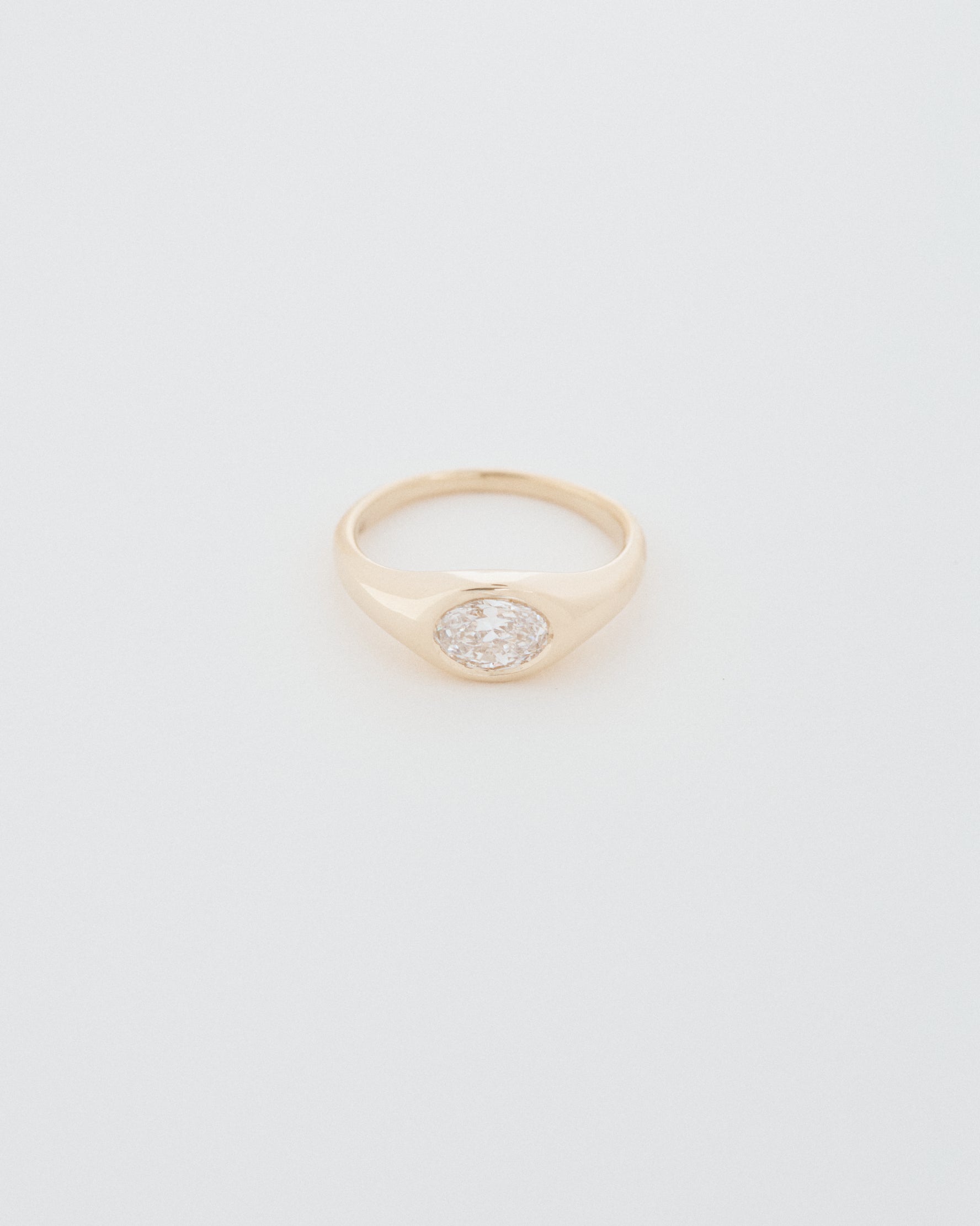Oval Cut East-West Signet Engagement Ring