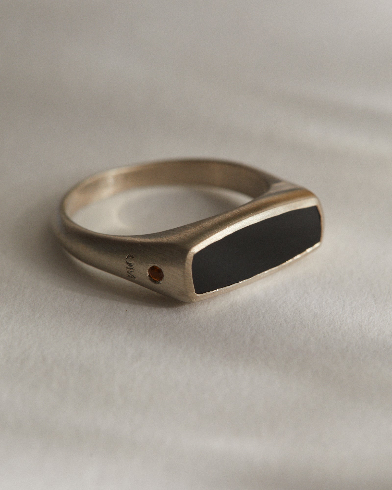 Cushion cut black Onyx signet ring.