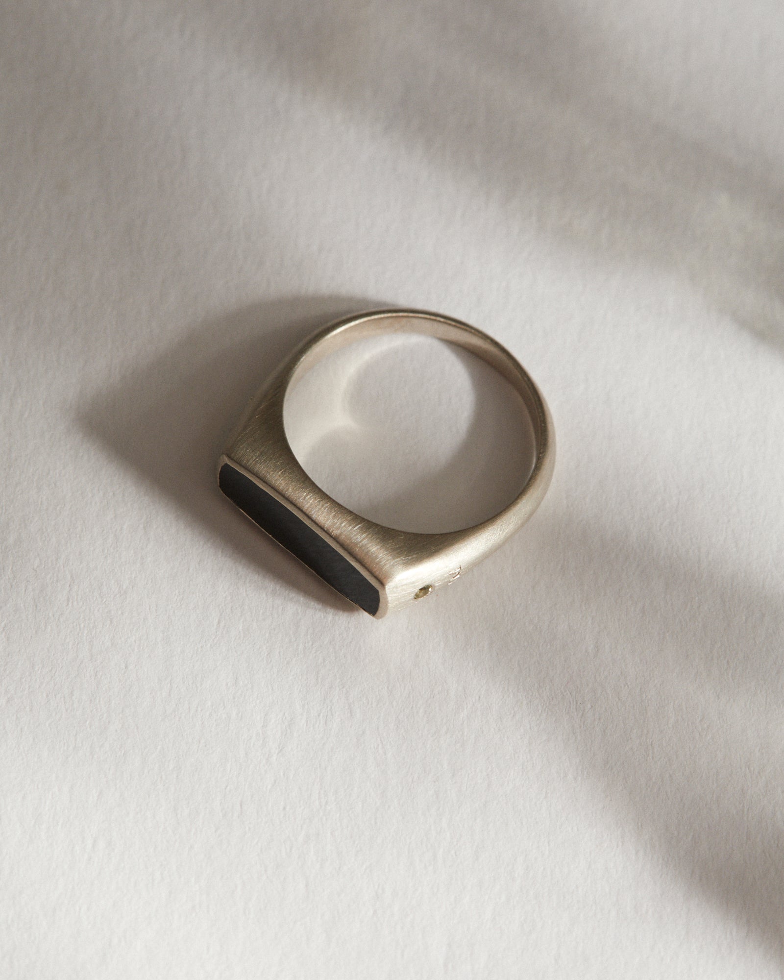 Cushion cut black Onyx signet ring.
