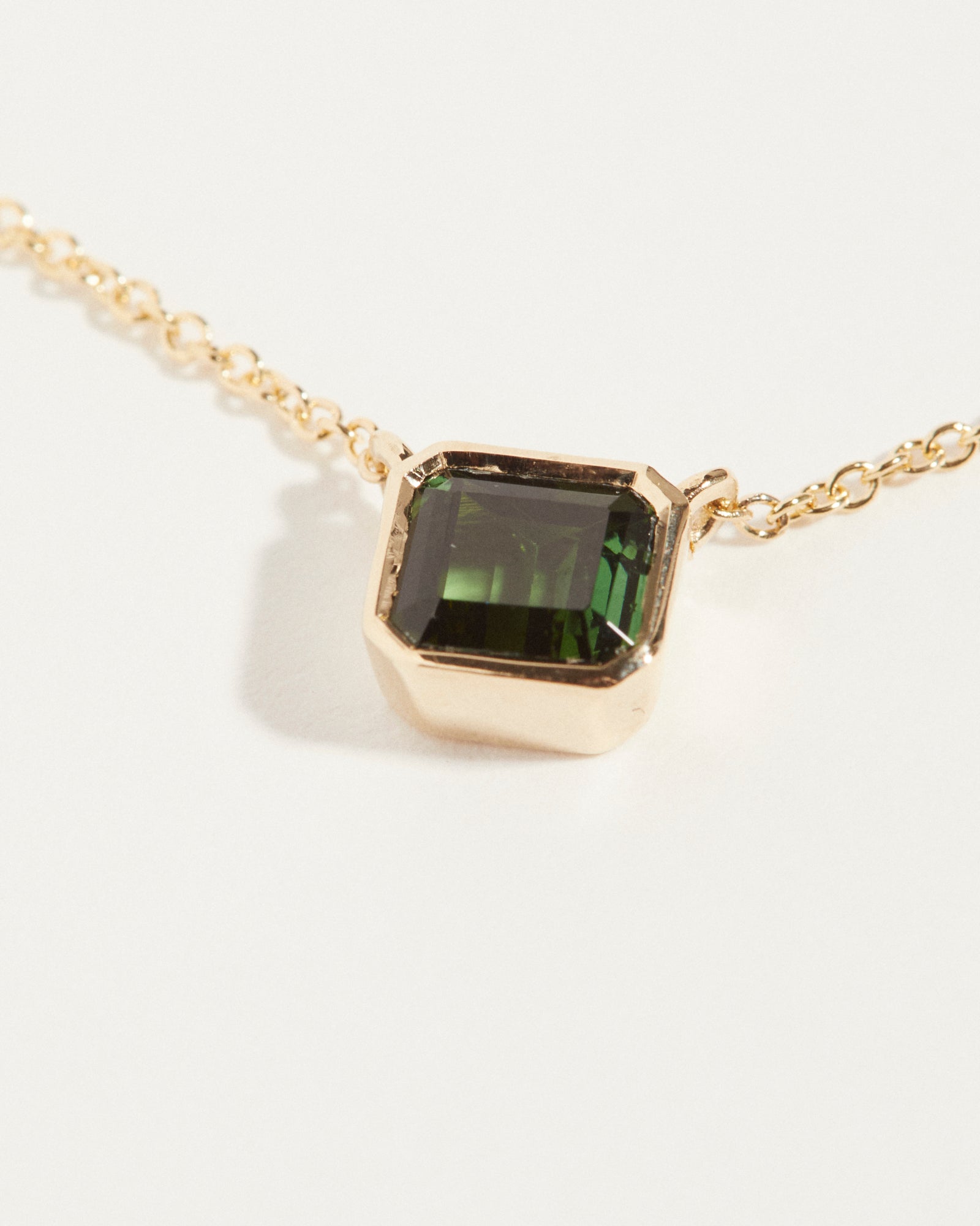1ct Emerald cut Green Tourmaline necklace.
