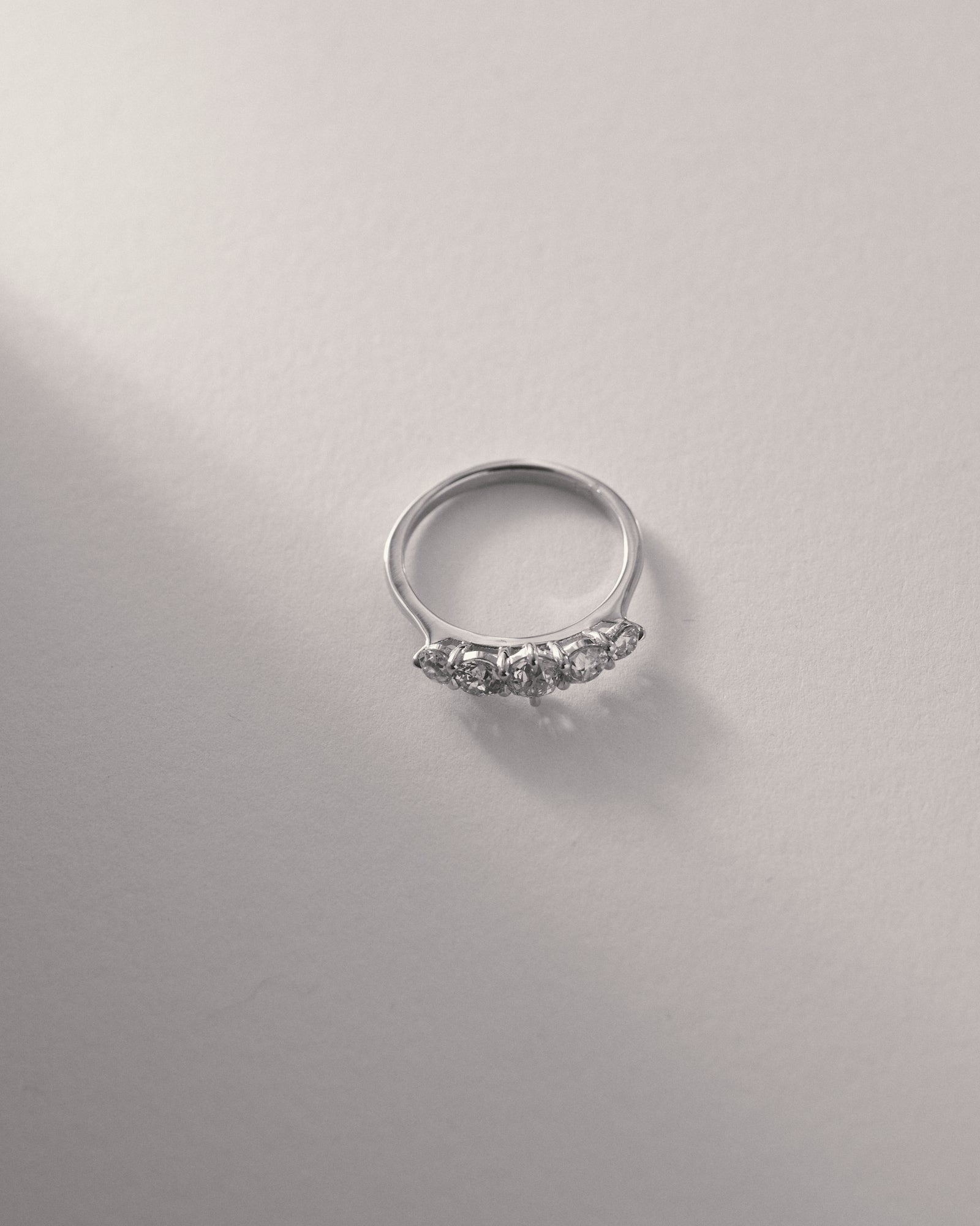 Old European cut five stone ring.