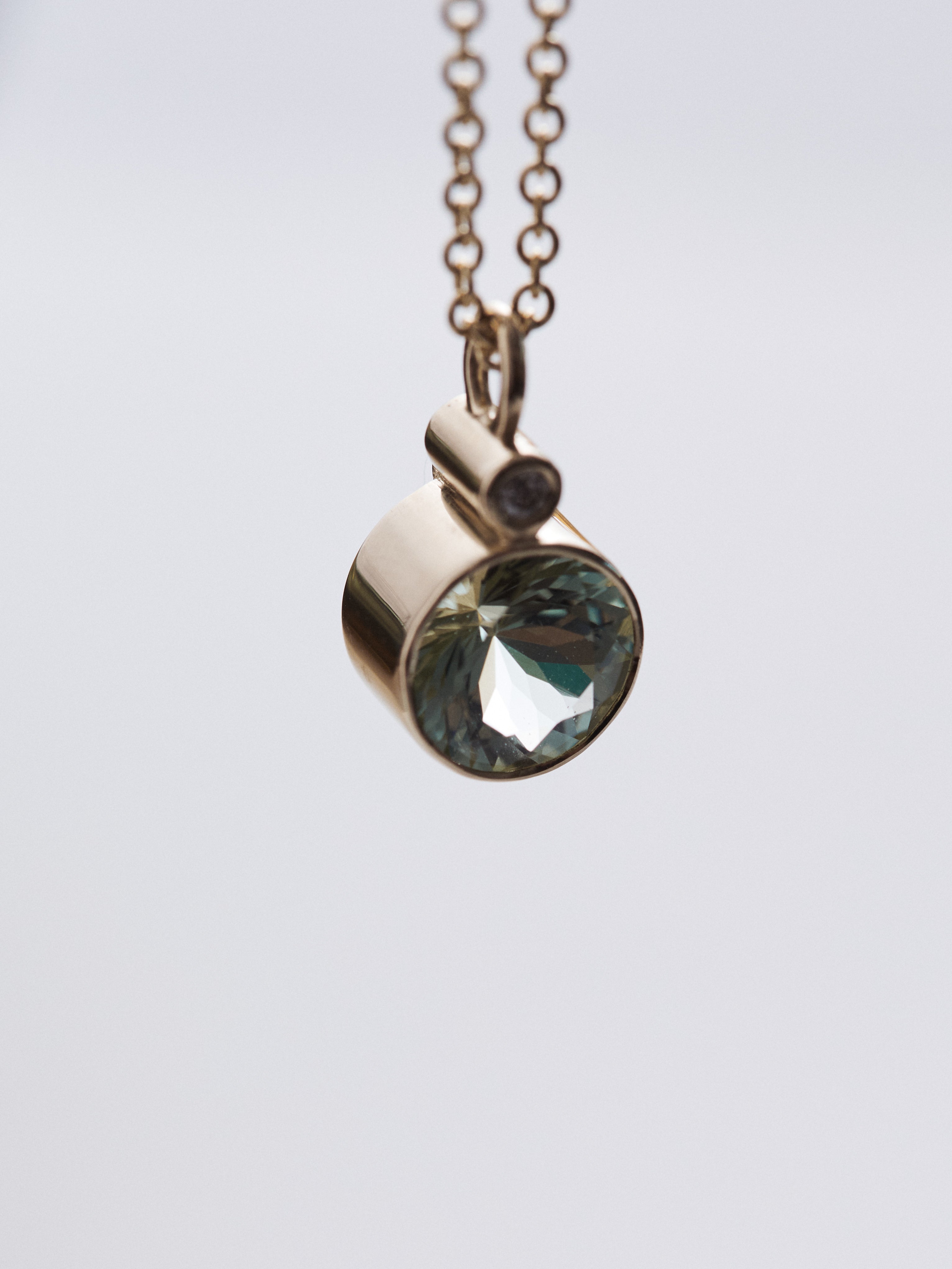 Mint Tourmaline and Diamond necklace
