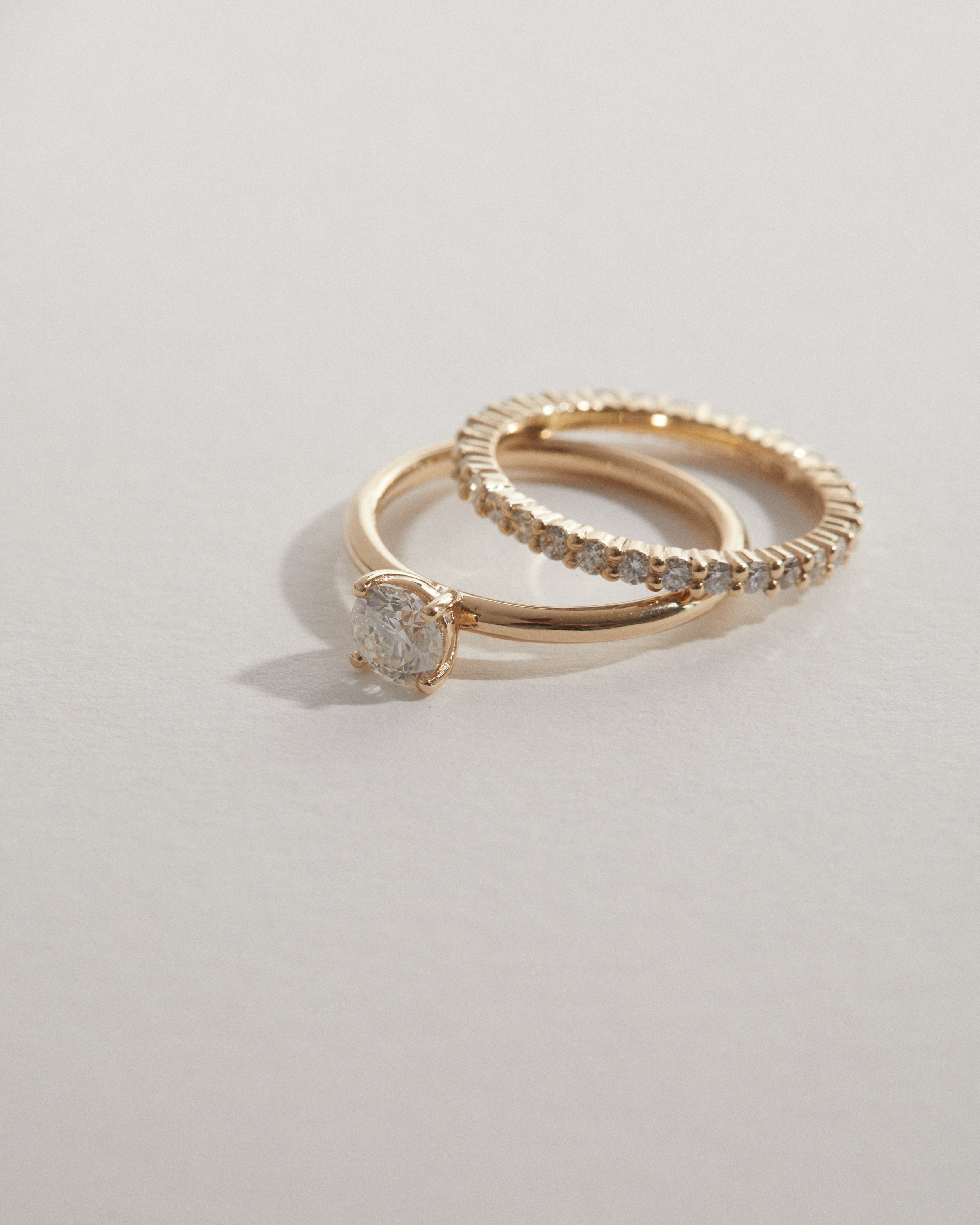 0.61ct Round brilliant cut solitaire and wedding band set