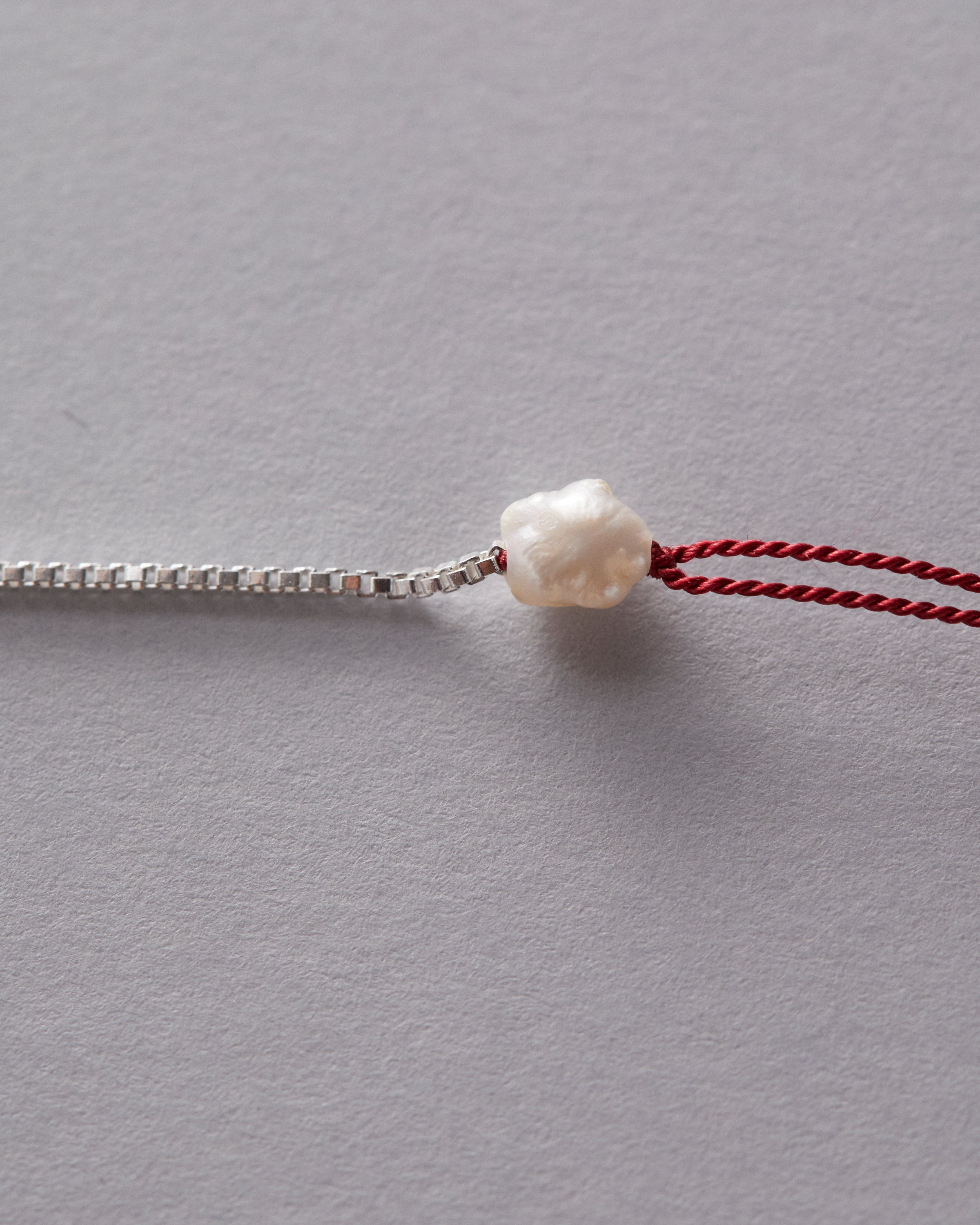 Sterling Silver and Silk Wish Bracelet with Pearl