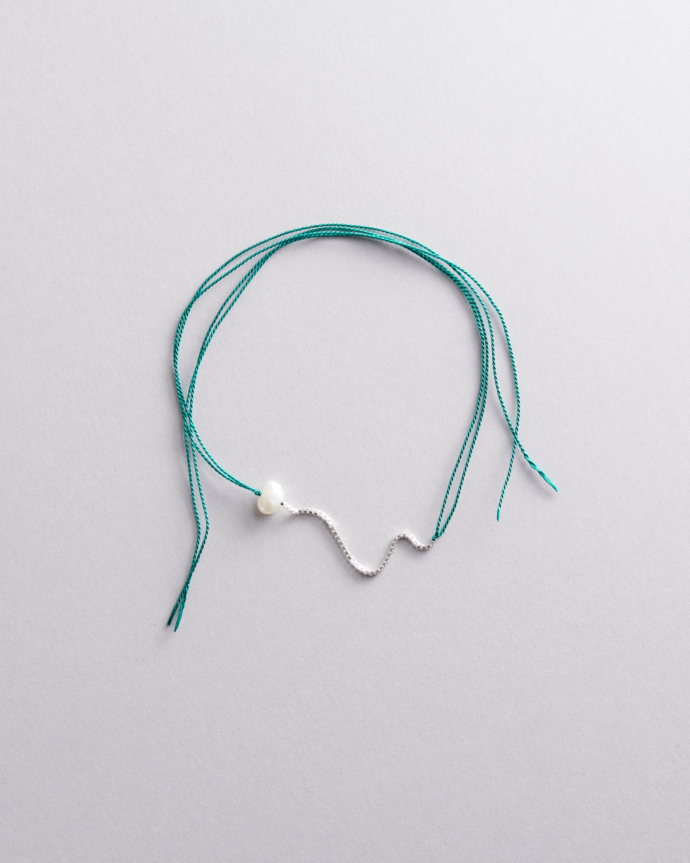 Sterling Silver and Silk Wish Bracelet with Pearl
