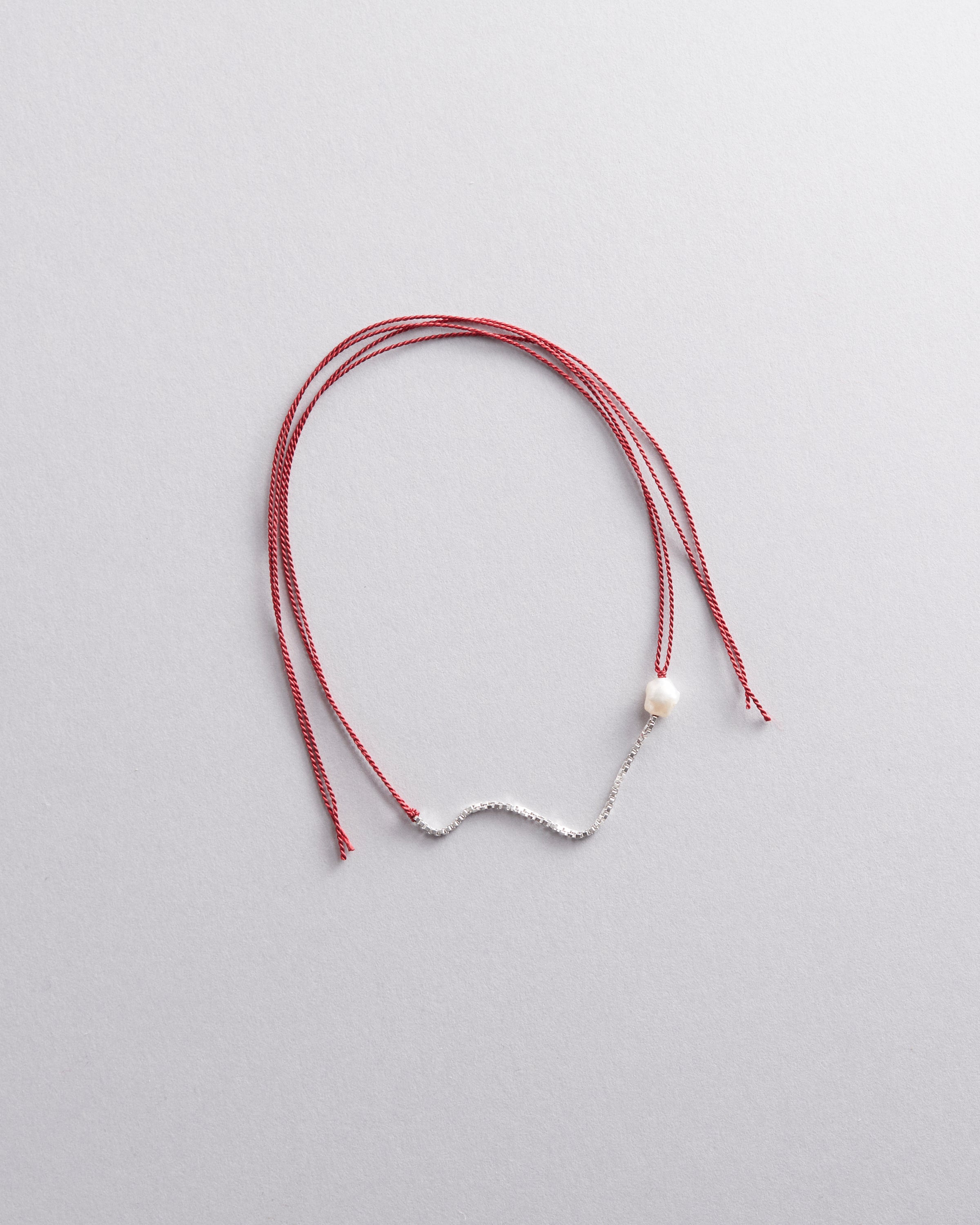 Sterling Silver and Silk Wish Bracelet with Pearl