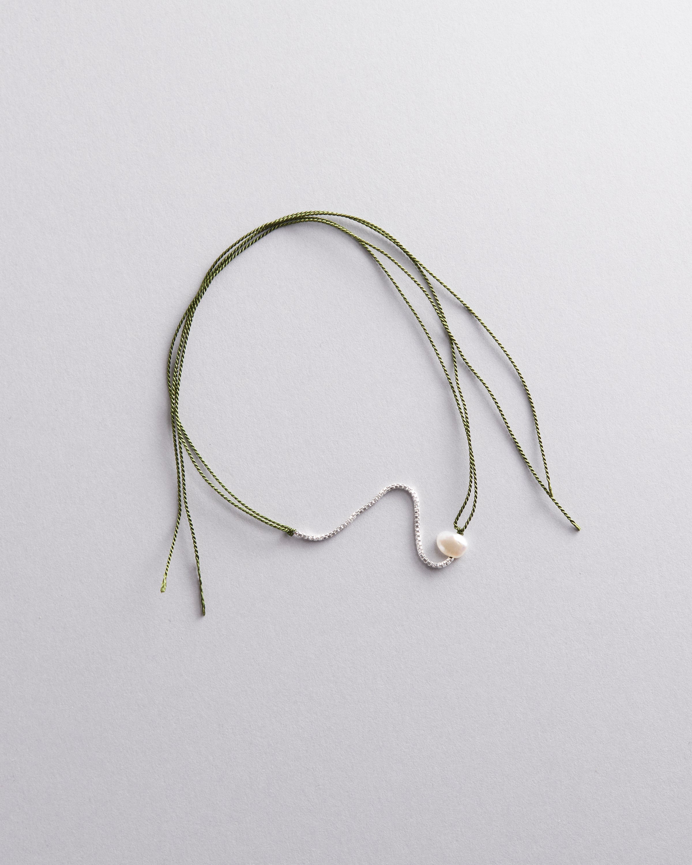 Sterling Silver and Silk Wish Bracelet with Pearl