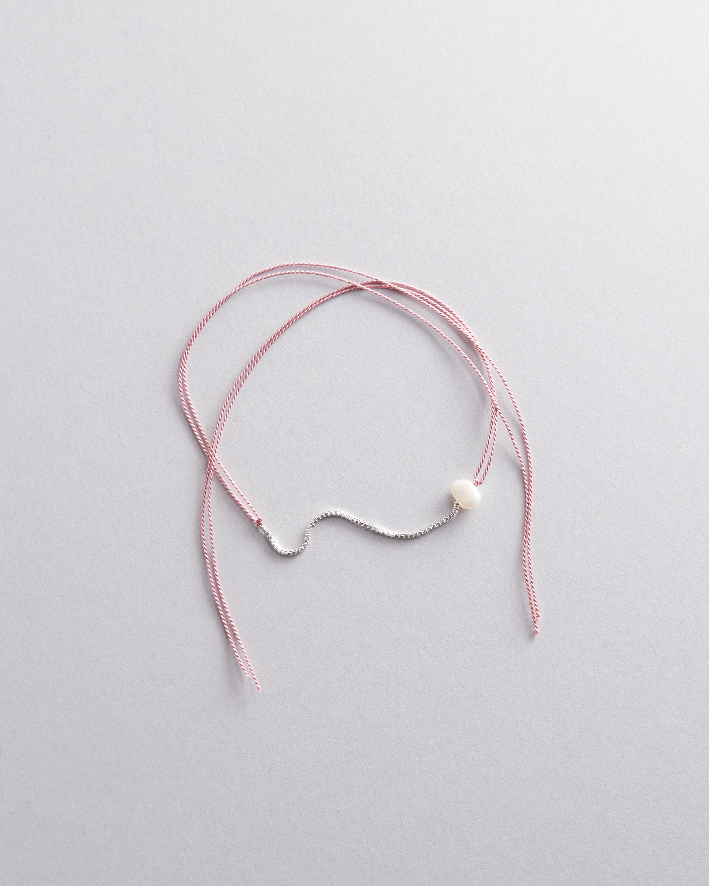 Sterling Silver and Silk Wish Bracelet with Pearl