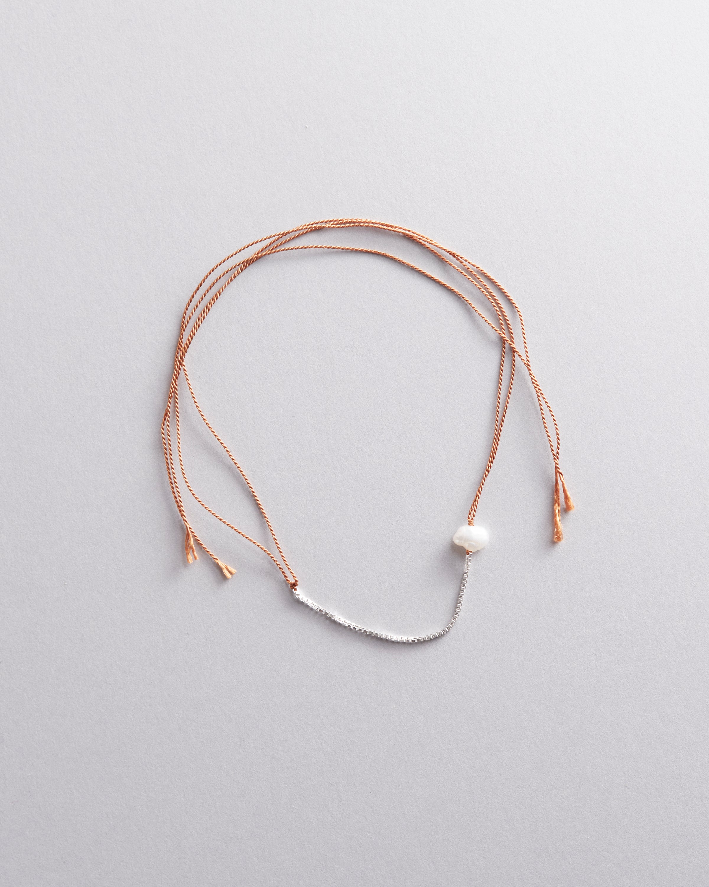 Sterling Silver and Silk Wish Bracelet with Pearl