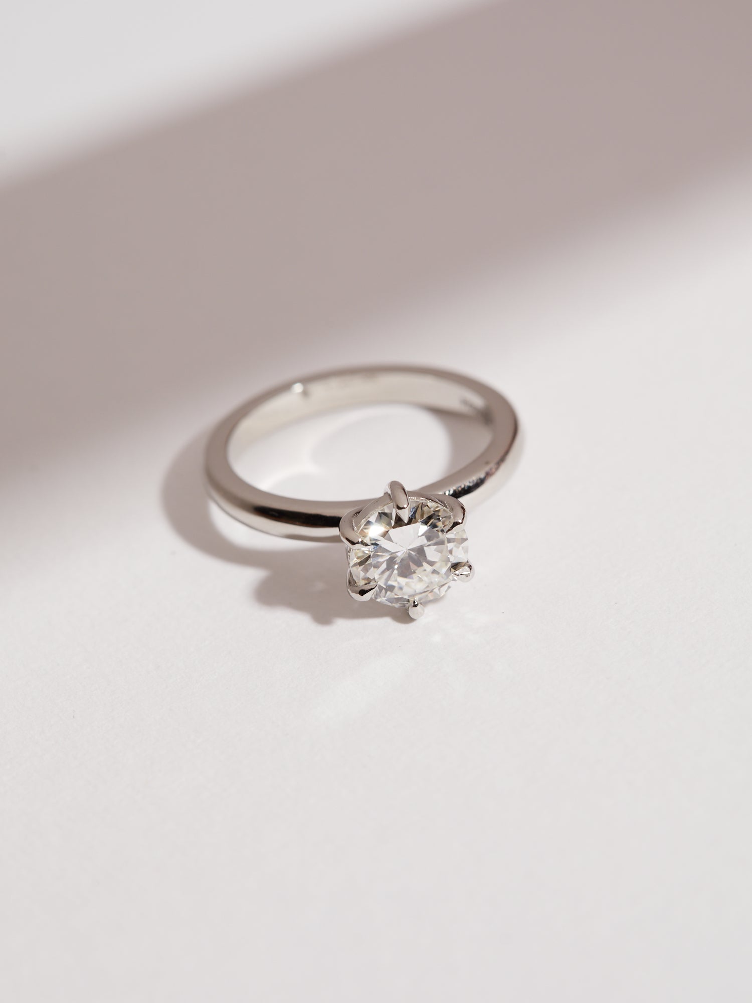 1.30ct old cut diamond six claw platinum solitaire.