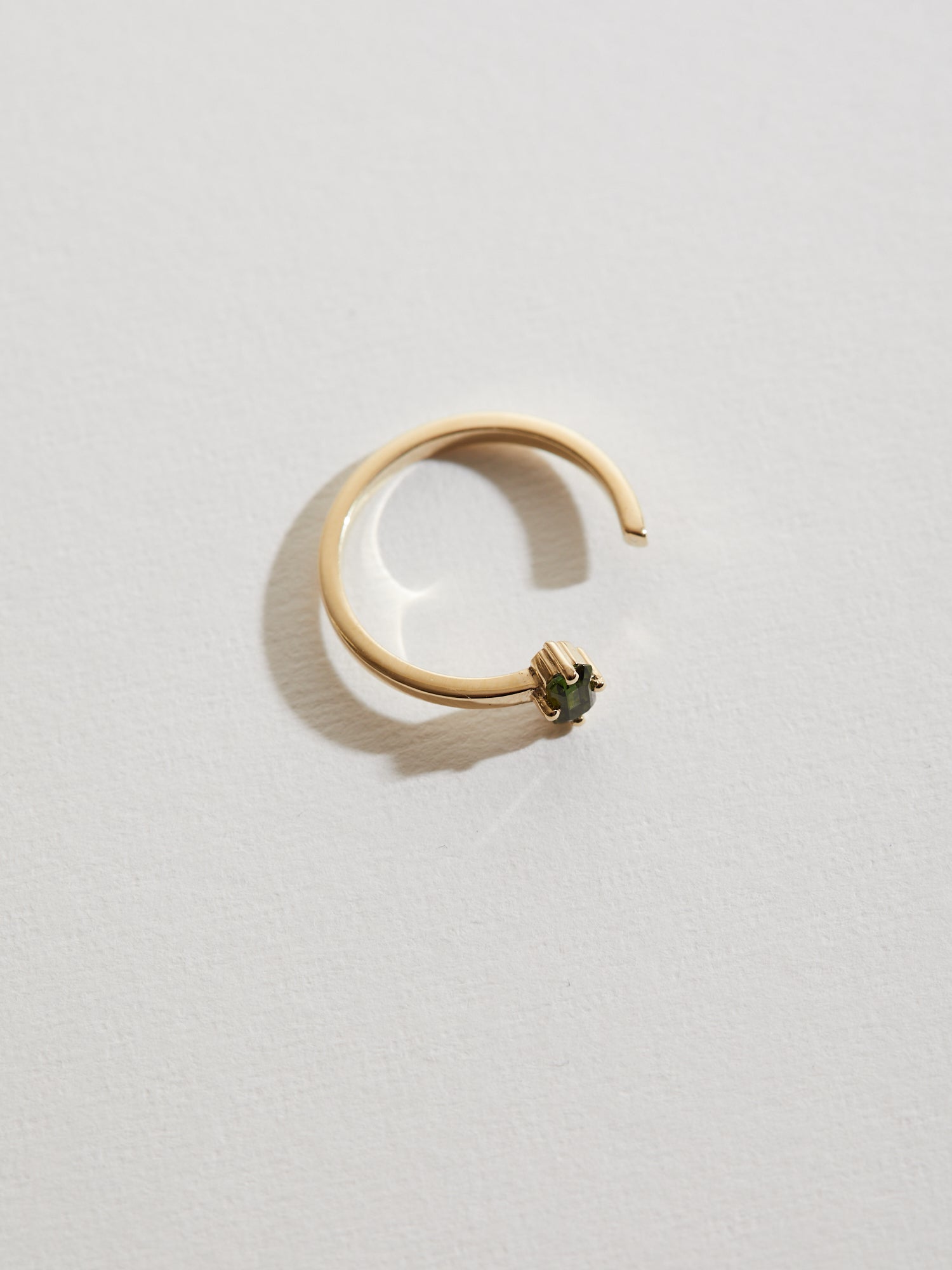 Emerald cut olive green Tourmaline cut out band