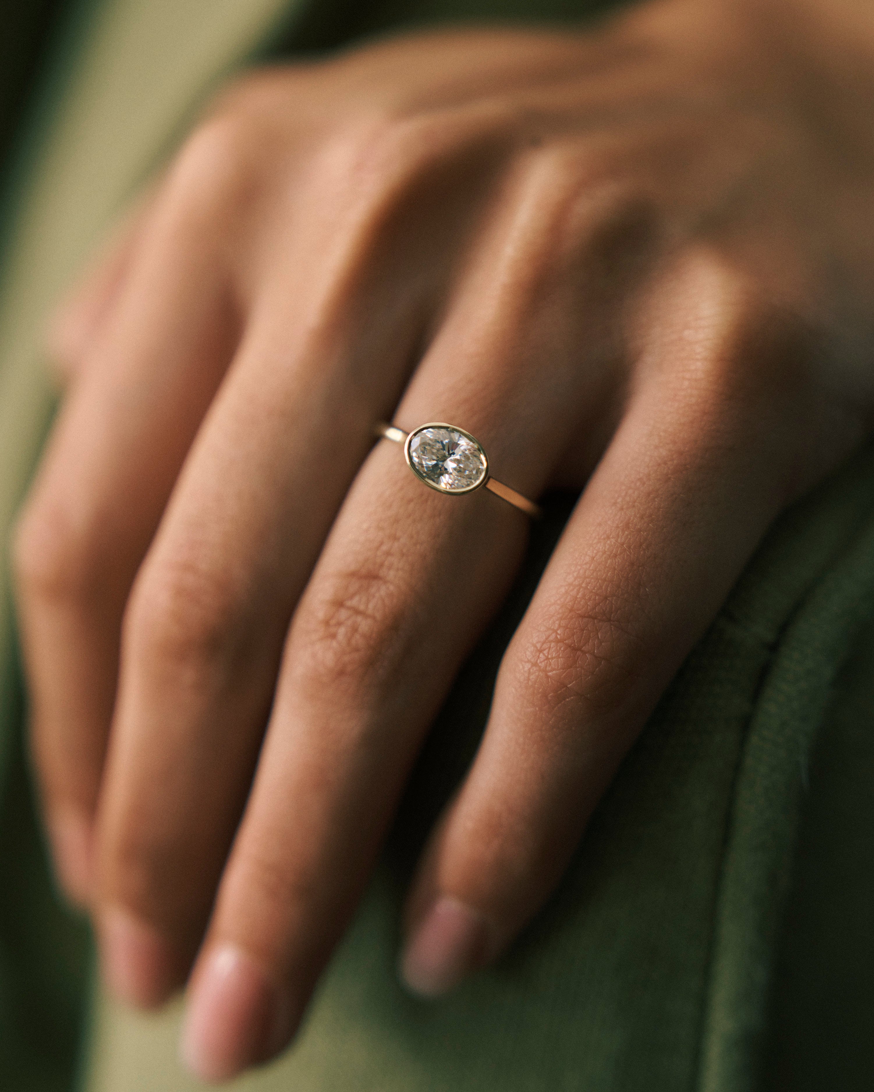 Oval Cut East-West Bezel Engagement Ring