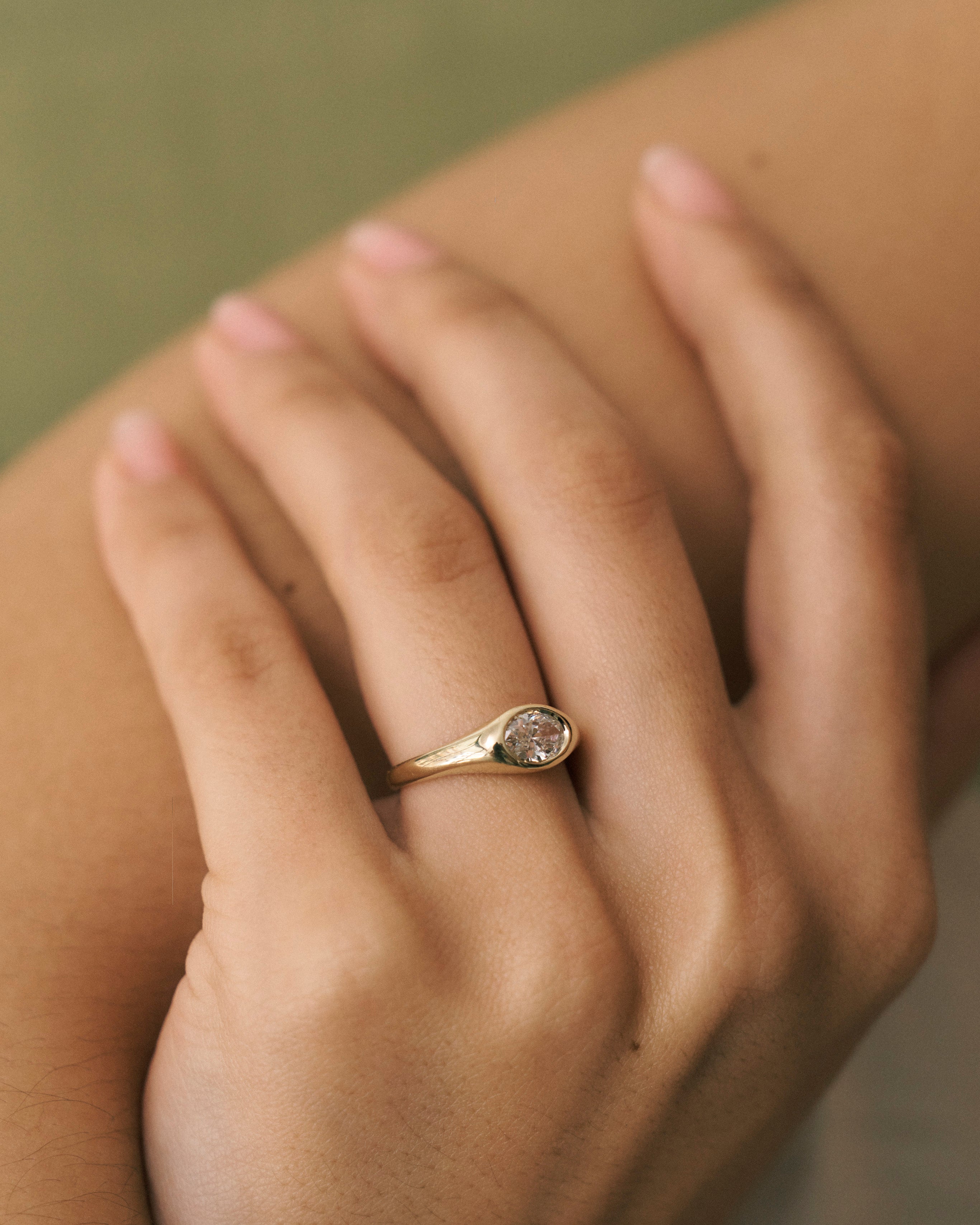 Oval Cut East-West Signet Engagement Ring