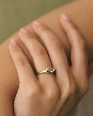 Oval Cut East-West Signet Engagement Ring