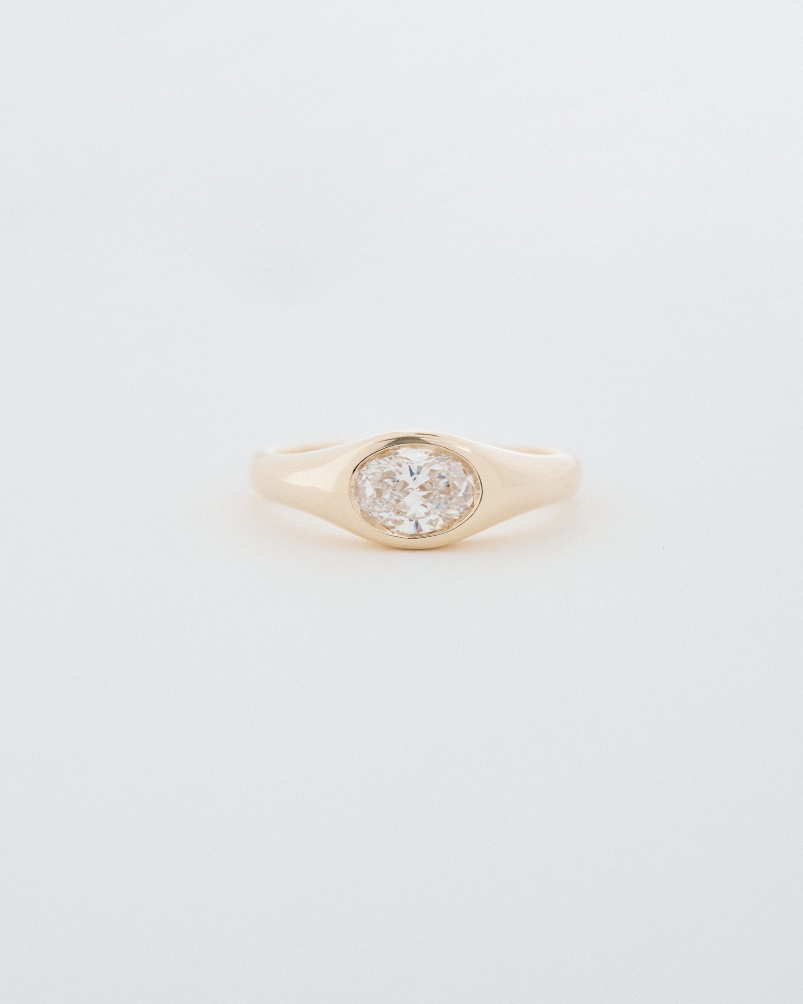 Oval Cut East-West Signet Engagement Ring
