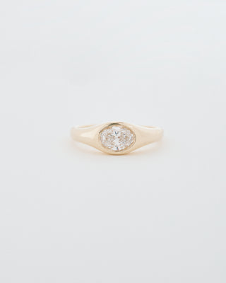 Oval Cut East-West Signet Engagement Ring