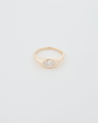 Oval Cut East-West Signet Engagement Ring