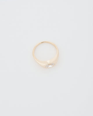 Oval Cut East-West Signet Engagement Ring