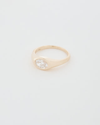 Oval Cut East-West Signet Engagement Ring
