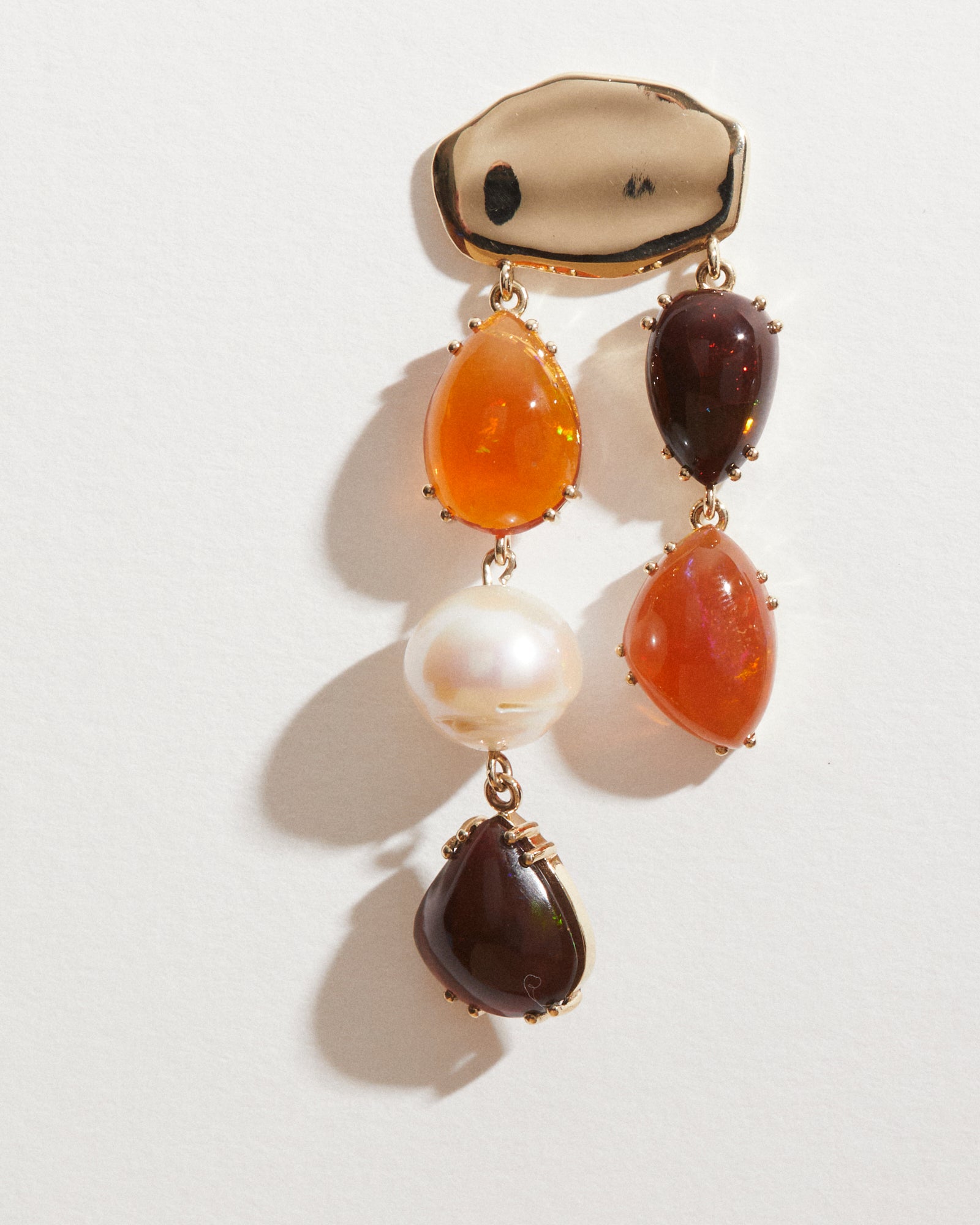 Mexican Fire Opal and Pearl earrings.