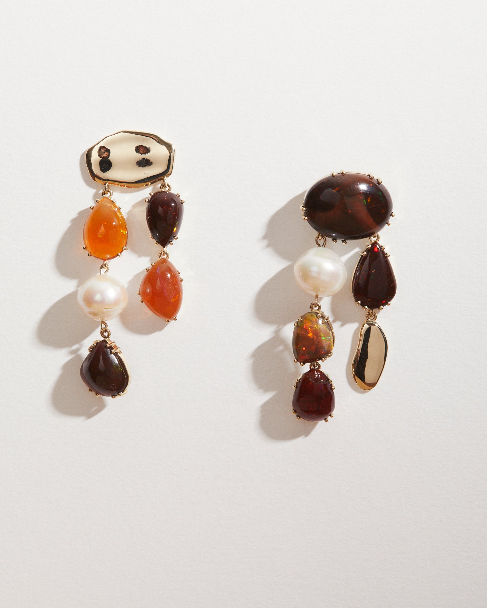 Mexican Fire Opal and Pearl earrings.