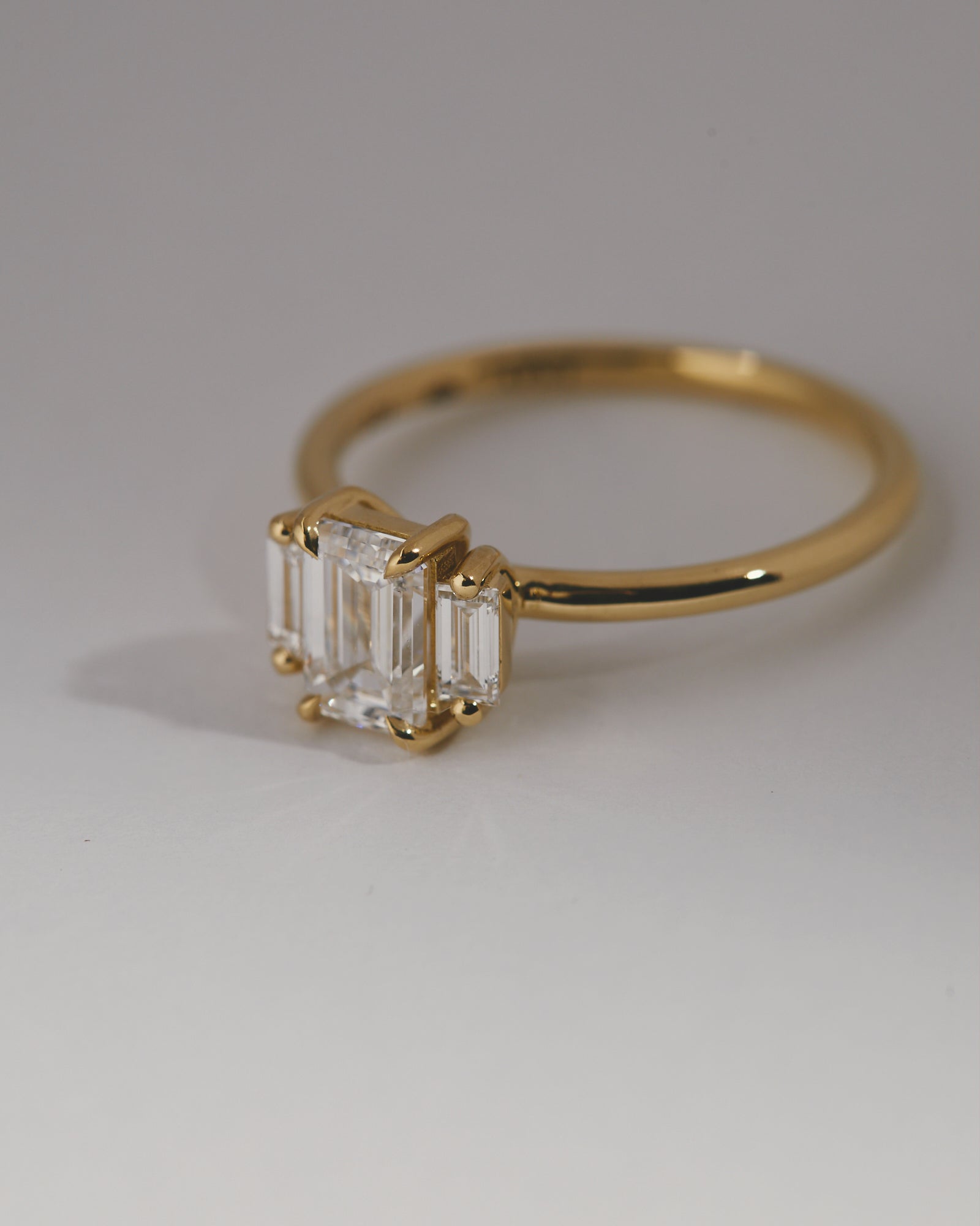 1.02ct emerald cut and baguette trilogy