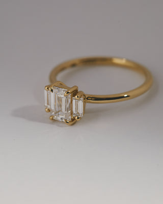 1.02ct emerald cut and baguette trilogy