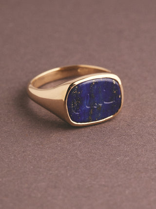 Hand carved Lapis pinky signet