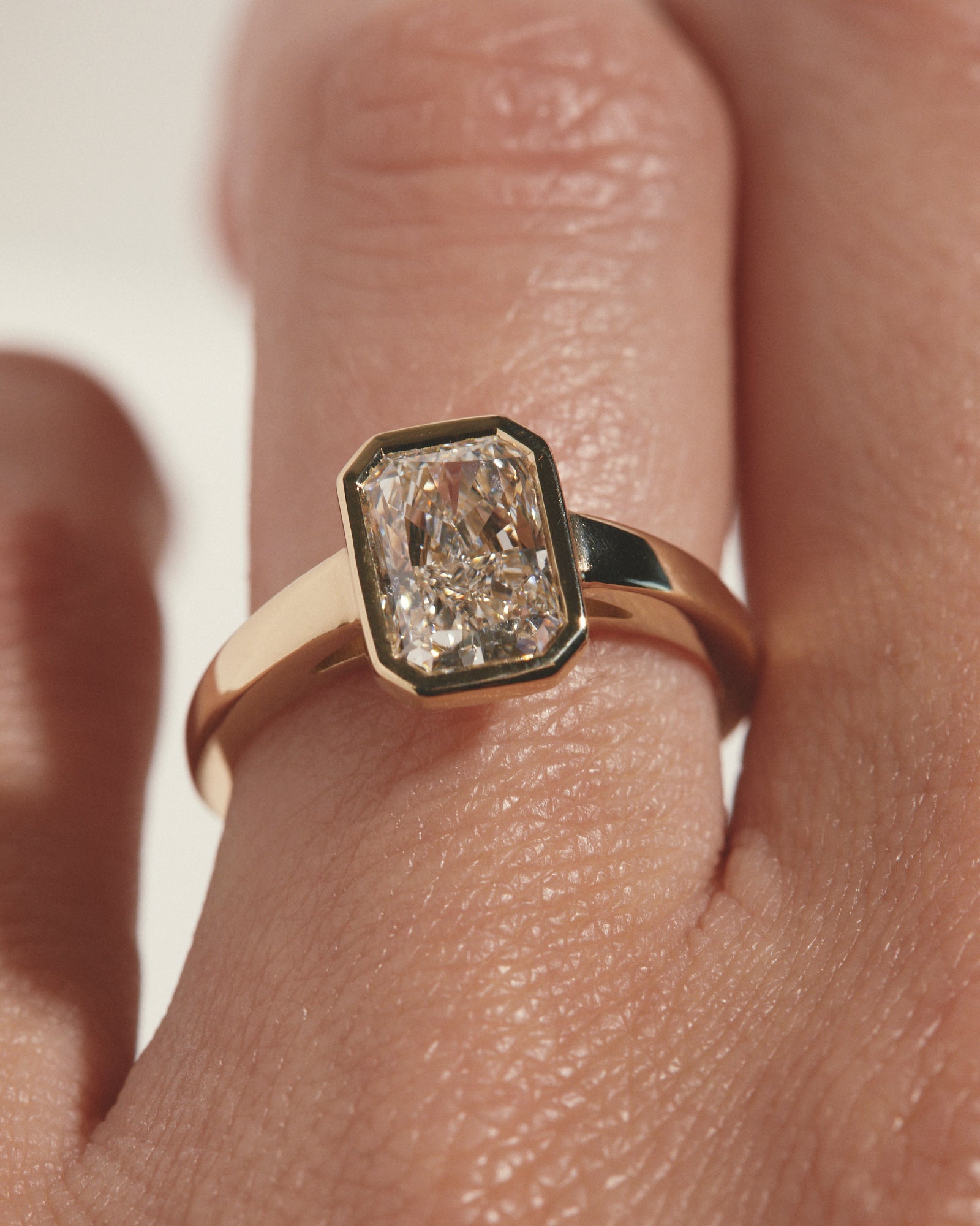 1.66ct radiant cut diamond engagement ring.
