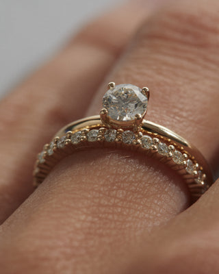 0.61ct Round brilliant cut solitaire and wedding band set