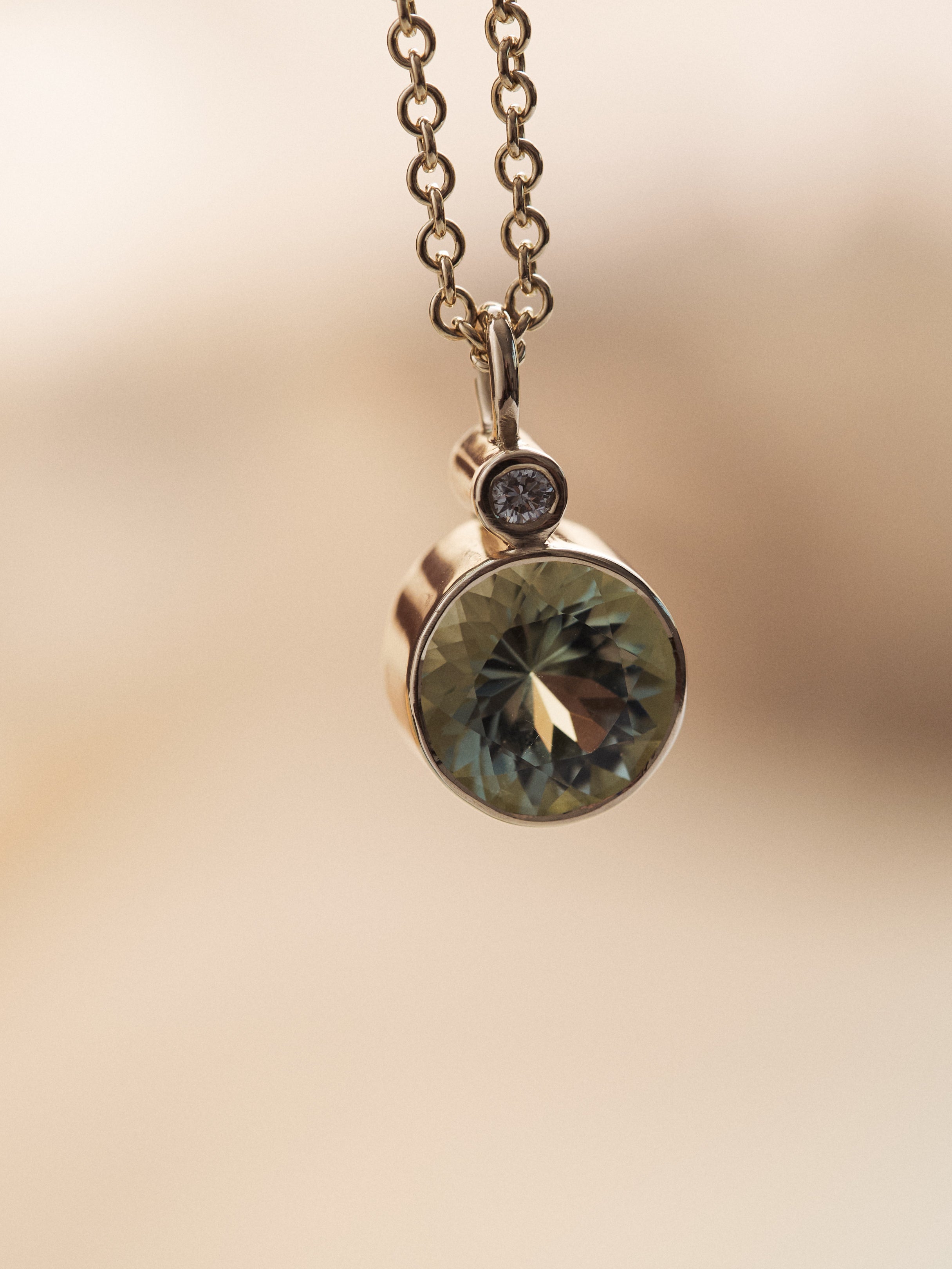 Mint Tourmaline and Diamond necklace