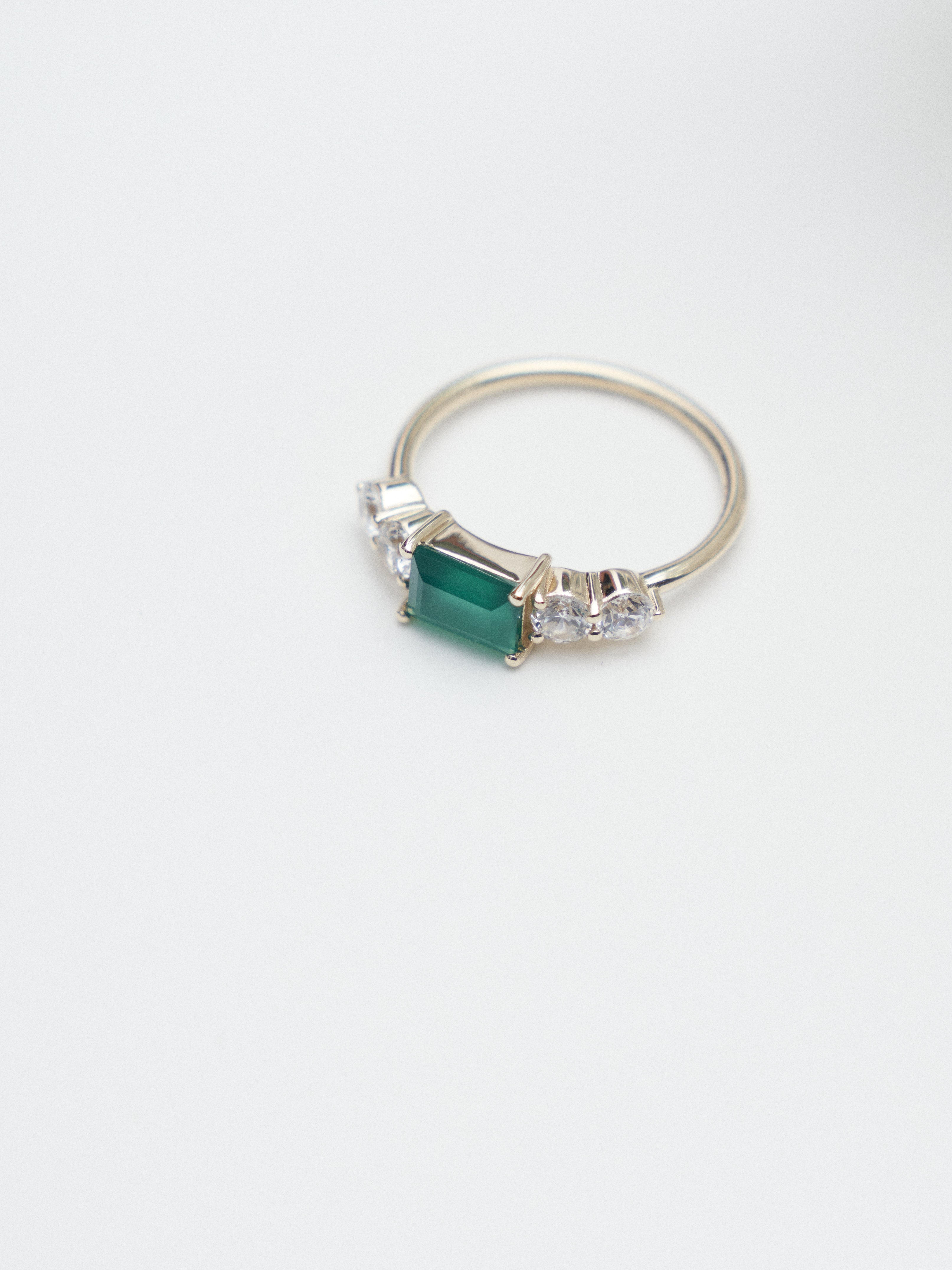 Green Onyx and moissanite ring.