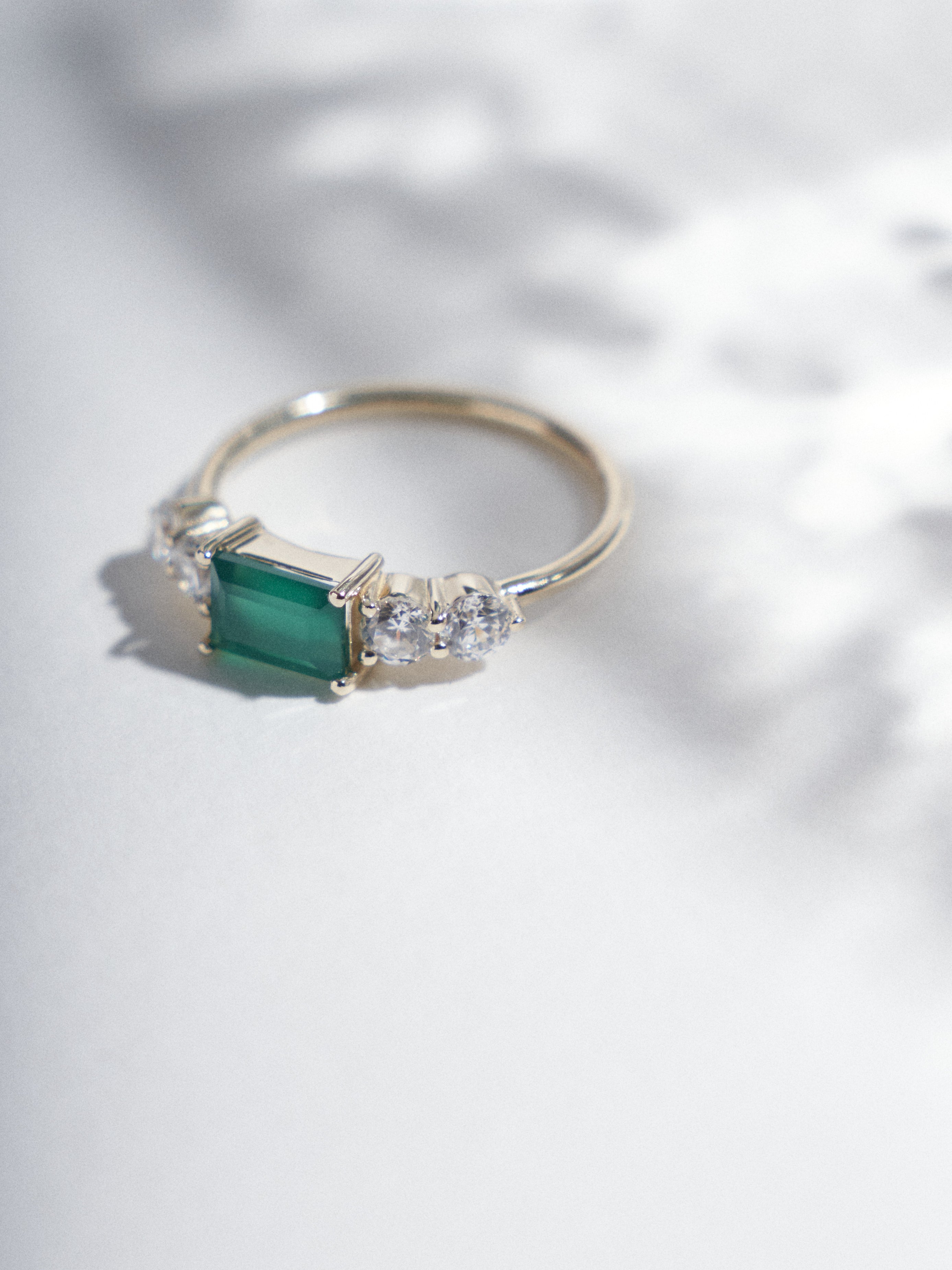 Green Onyx and moissanite ring.
