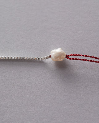 Sterling Silver and Silk Wish Bracelet with Pearl