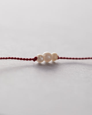Triple Pearl Silk Wish Bracelet