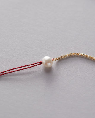 9kt Yellow Gold and Silk Wish Bracelet with Pearl