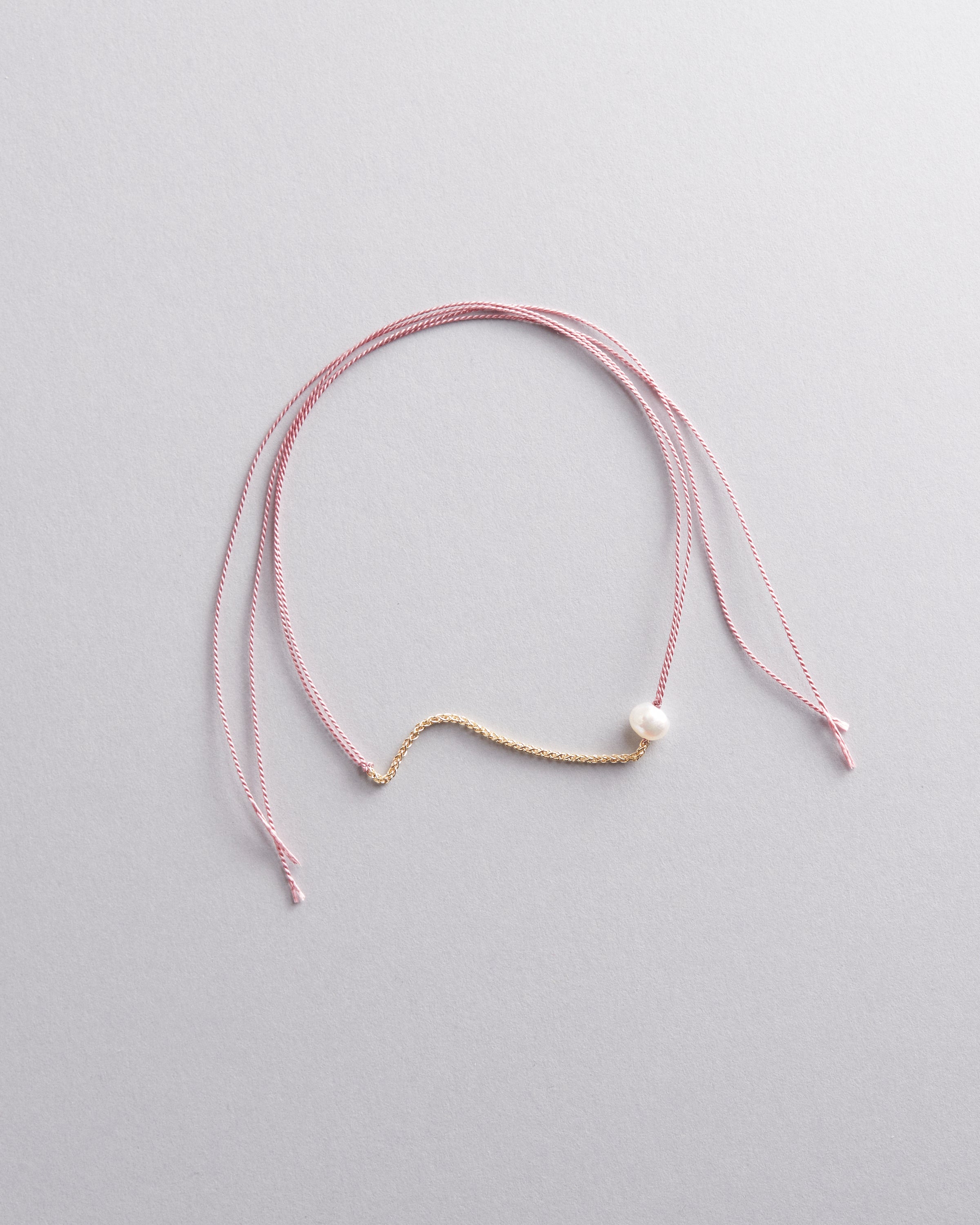 9kt Yellow Gold and Silk Wish Bracelet with Pearl
