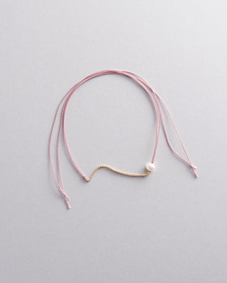 9kt Yellow Gold and Silk Wish Bracelet with Pearl