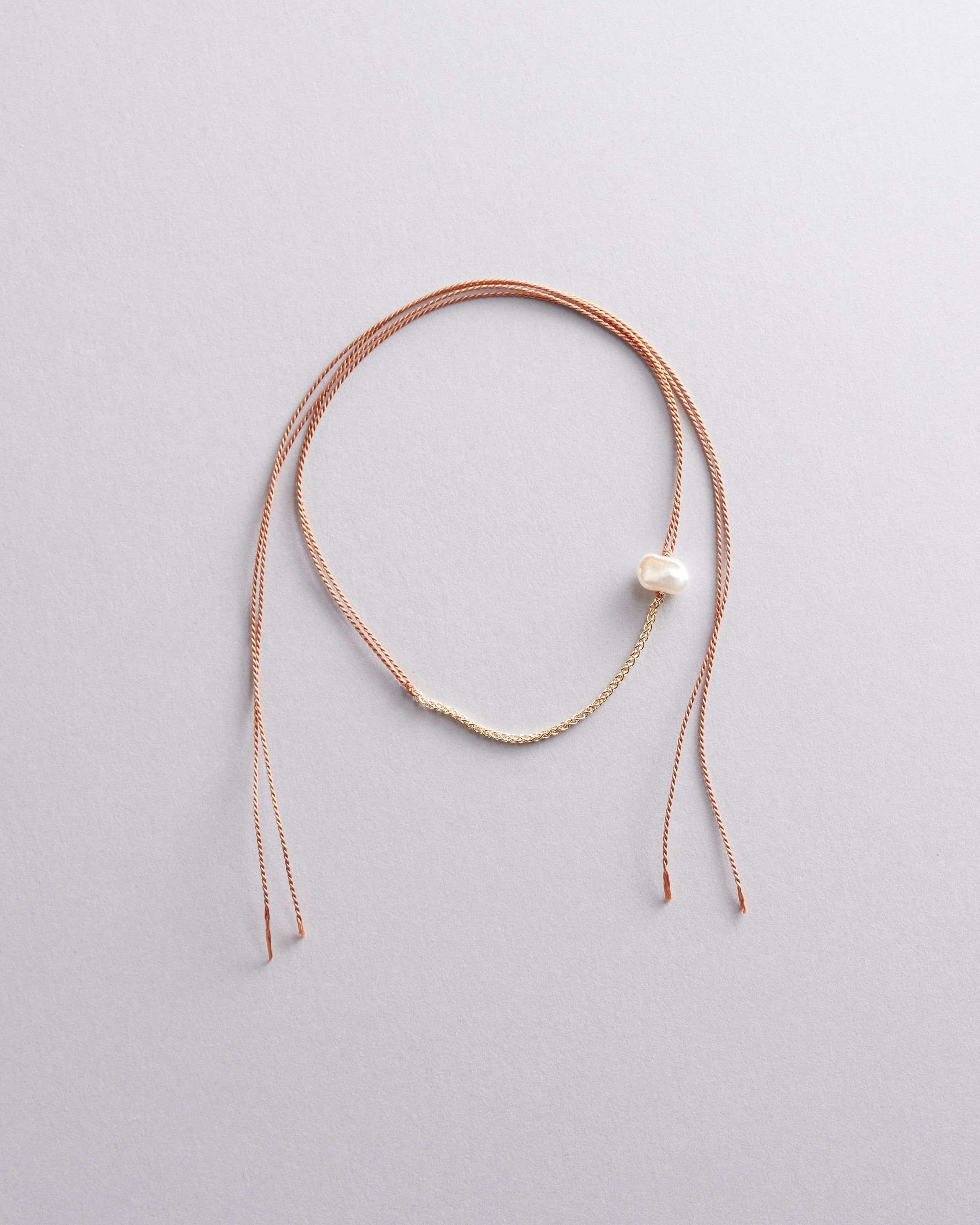 9kt Yellow Gold and Silk Wish Bracelet with Pearl