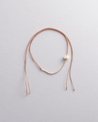9kt Yellow Gold and Silk Wish Bracelet with Pearl