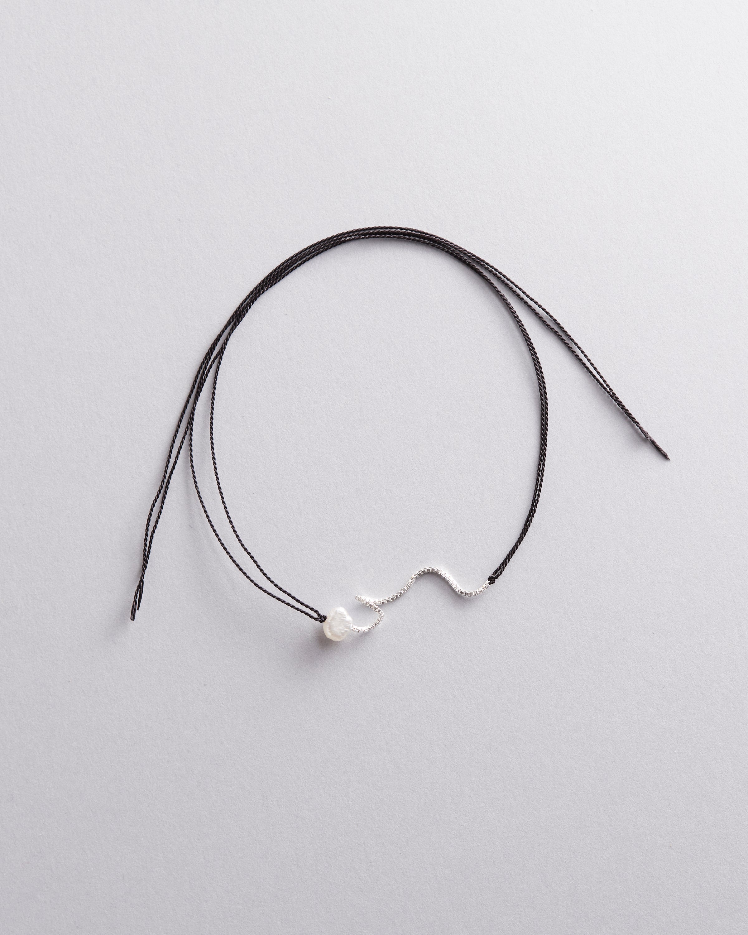 Sterling Silver and Silk Wish Bracelet with Pearl