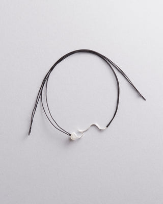 Sterling Silver and Silk Wish Bracelet with Pearl