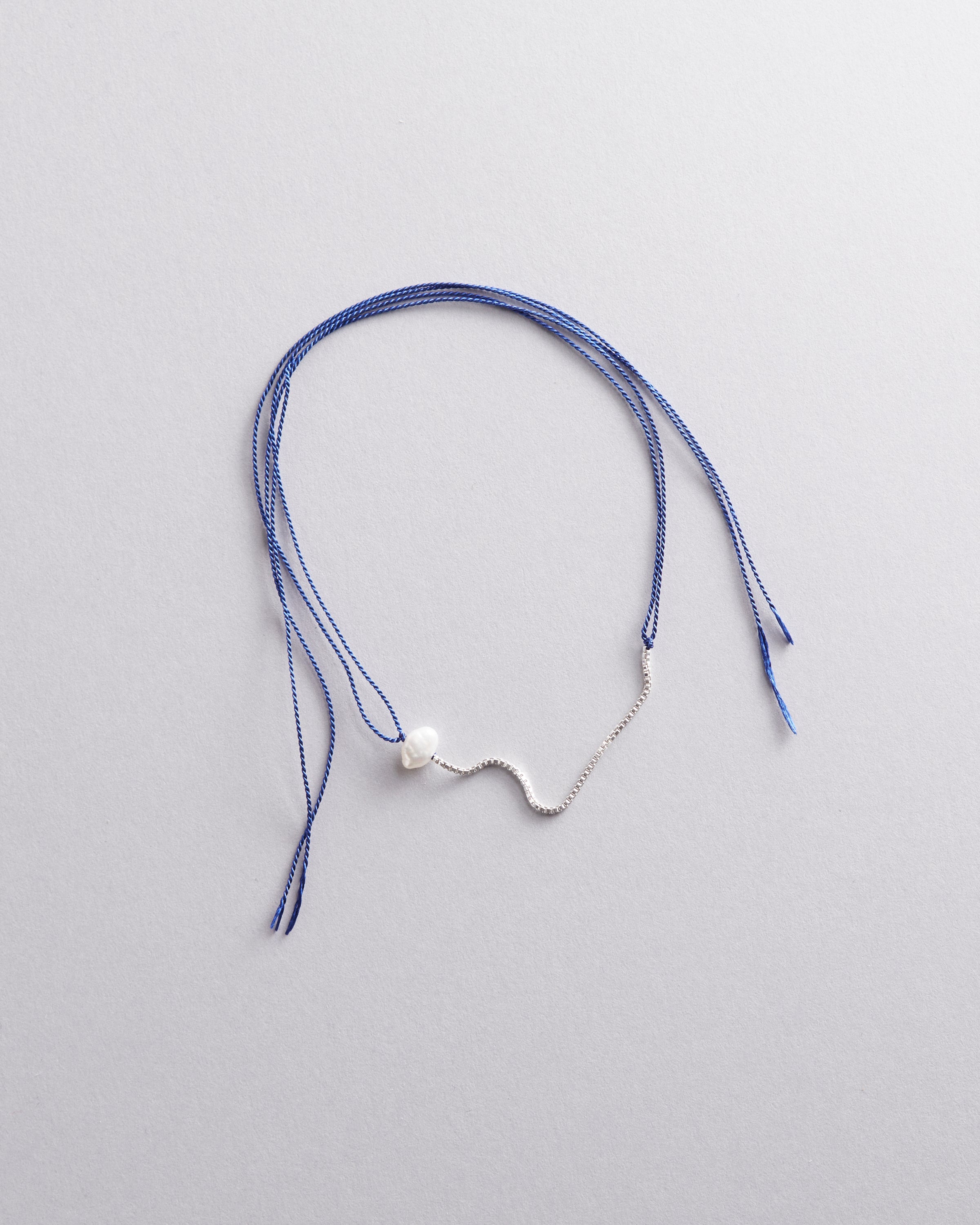Sterling Silver and Silk Wish Bracelet with Pearl