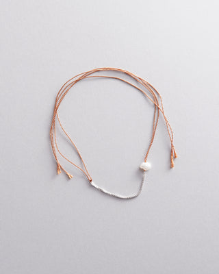 Sterling Silver and Silk Wish Bracelet with Pearl