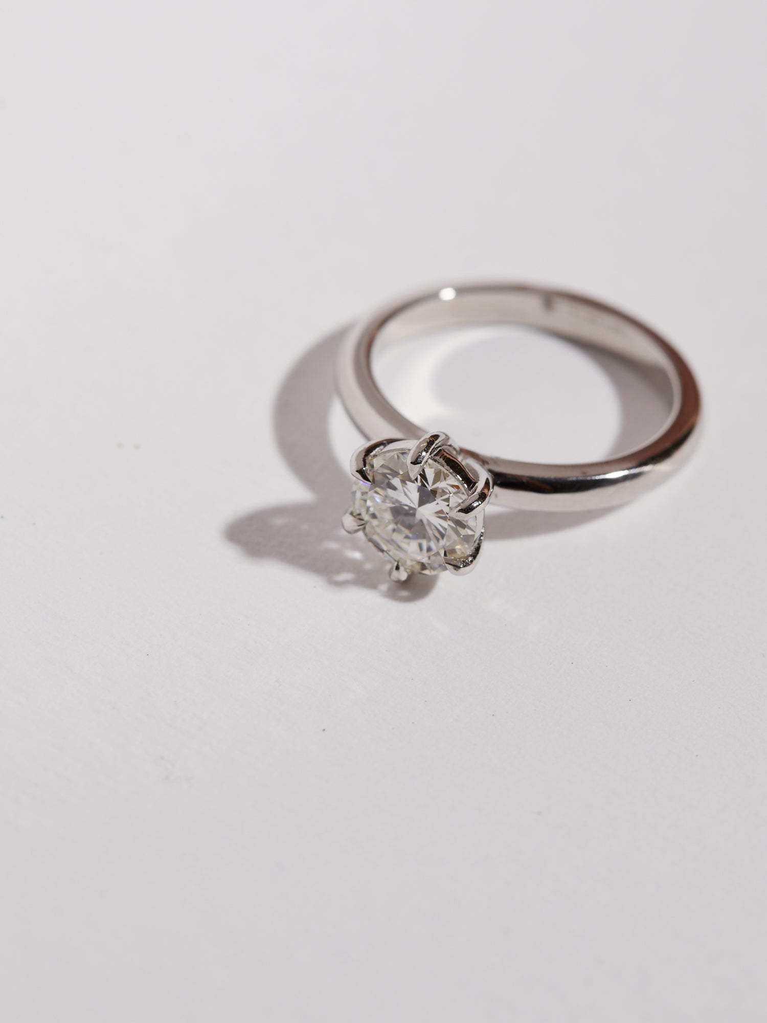 1.30ct old cut diamond six claw platinum solitaire.